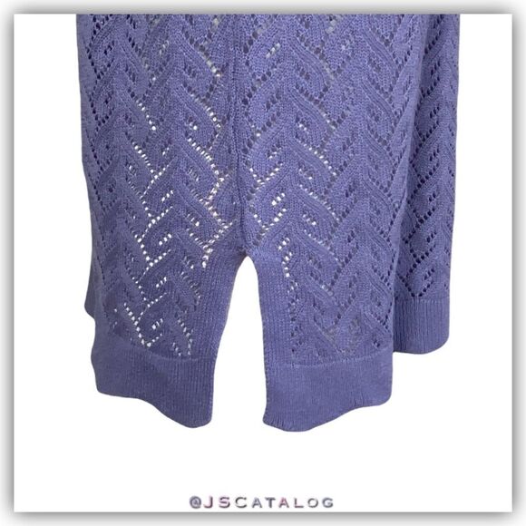 Pointelle Lightweight Knit Linen Pullover Sweater - Picture 3 of 6